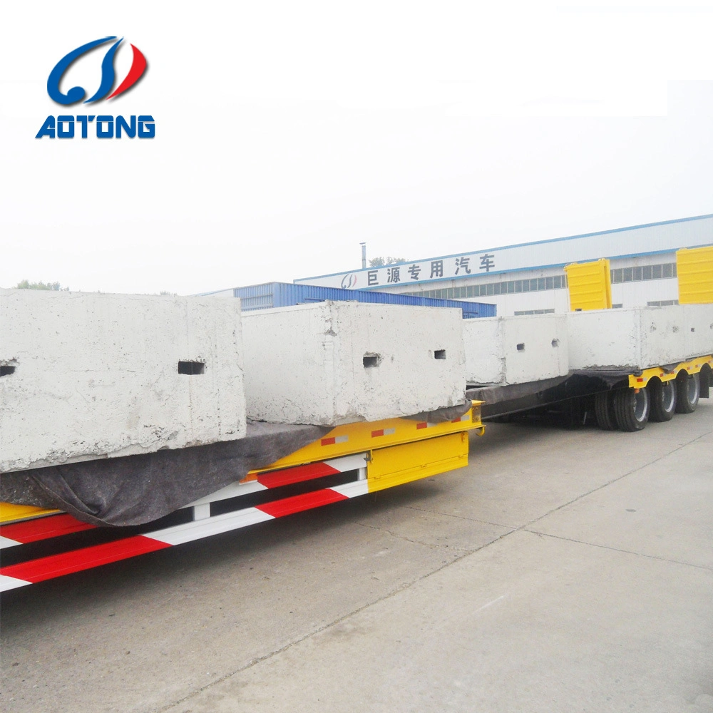 3/4/5 Axles 50 80tons Steering Extendable Drop 4 Axle 16m Lowbed Low Bed Semi Truck Trailer