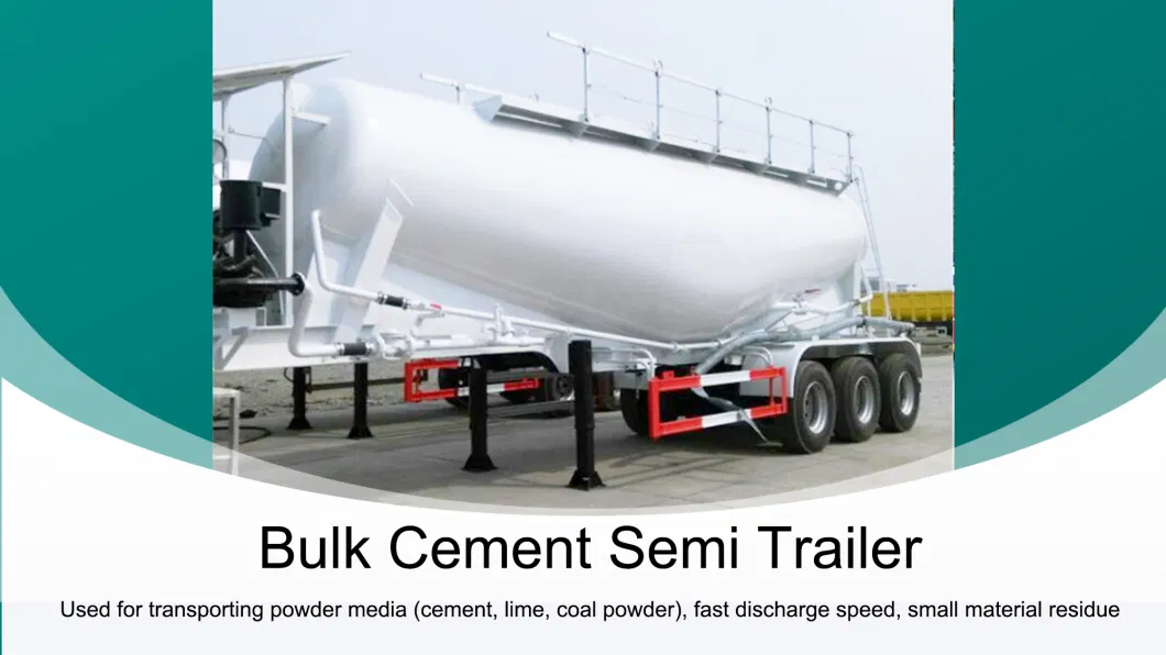 3 Axle 50cbm Powder Cement Trailer Large Capacity Bulker Cement Truck Trailer Fly Ash Wheat Flour Bulk Cment Tanker Semitrailer