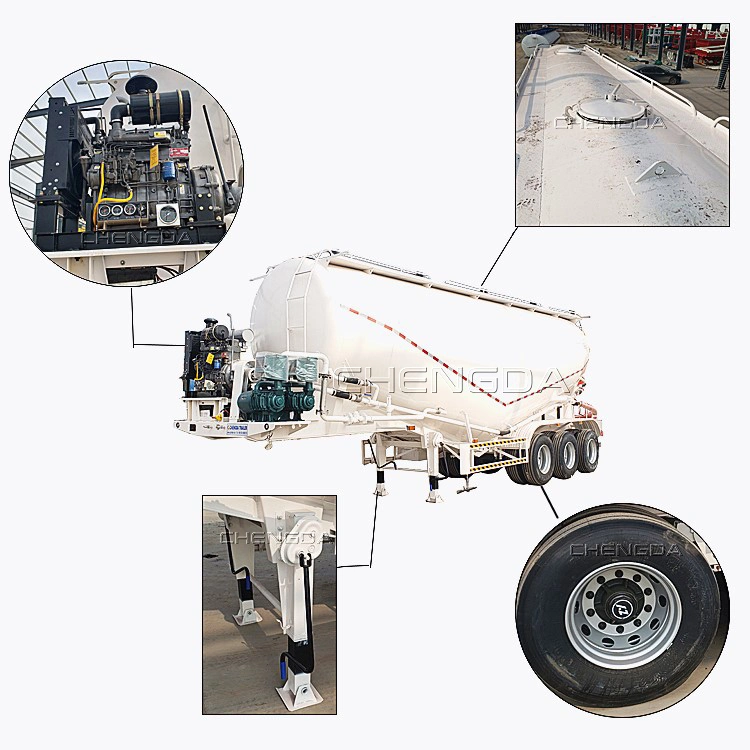 Tri-Axle 45m3 Capacity Bulk Cement Tanker Trailert