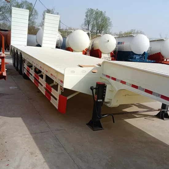80tons Transport Vehicle Cars Gooseneck Drop Deck Low Bed Flatbed Detachable Removable Oversize Load Extendable Semi