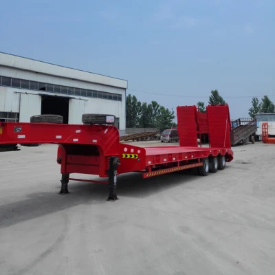 Road Construction Facility Transportation 3 4 Axles 50 Tons 80t Low Bed Trailer for Sale in Nigeria